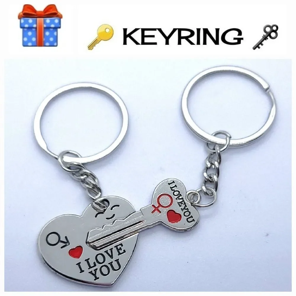 Couples Key to My Heart Keychain Set Matching I Love You Keyring Romantic Gift